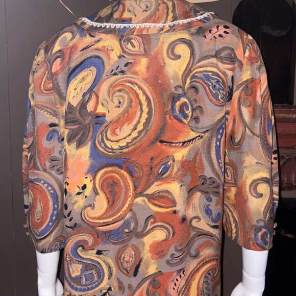 Vintage Mina Riel Short Sleeve Paisley Blouse - Picture 10 of 11